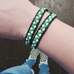 Checkered Beaded Wrap Bracelets